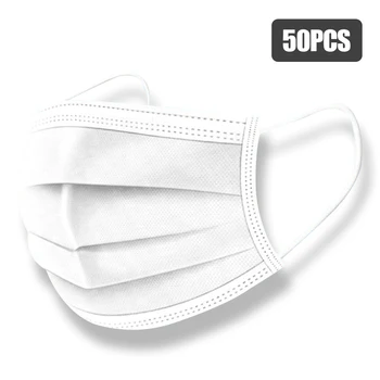 

50PCS Disposable Mask 95% Filtration Earloop Face Masks 3-Layer Anti-fog Haze Dust-proof PM2.5 Face Masks Non-woven Fabric