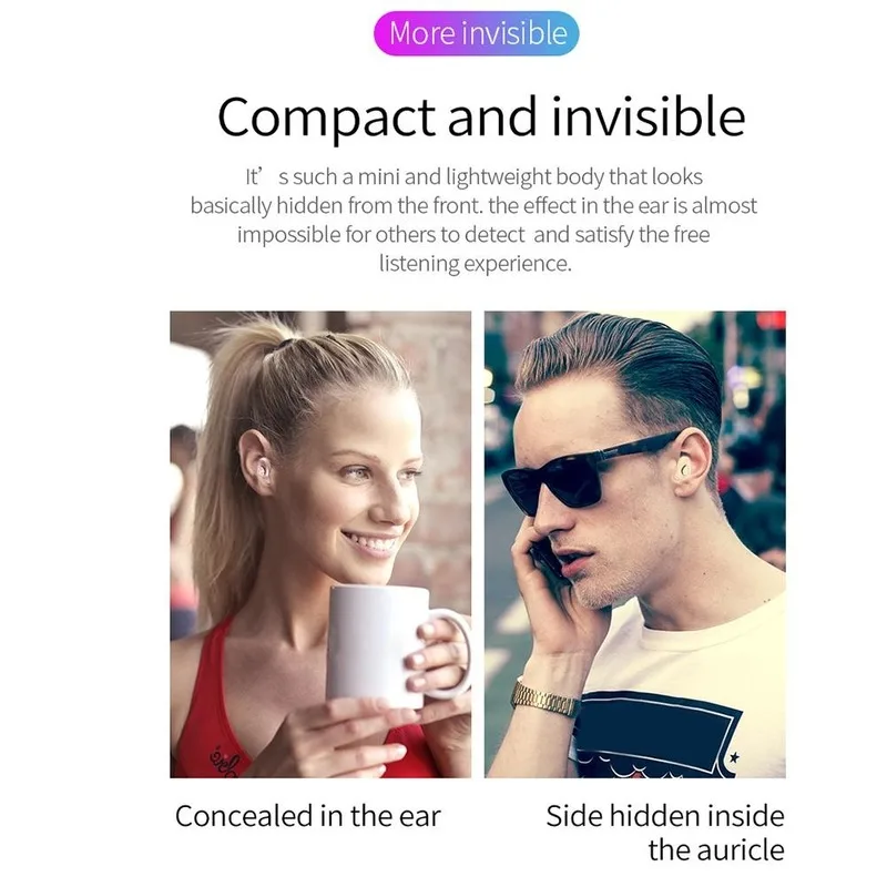 2pcs Bluetooth Headset 5 0 Mini Headset Portable Sports Stereo Single Ear Micro Earbuds with Charging Case for IOS and Android