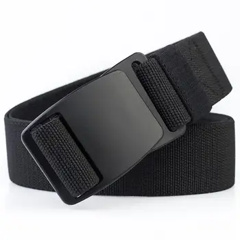

High Quality Canvas nylon Belts for Men Plastic Steel Buckle Metal Casual Wild Belt Men Elastic Beltless Single Buckle Male Belt