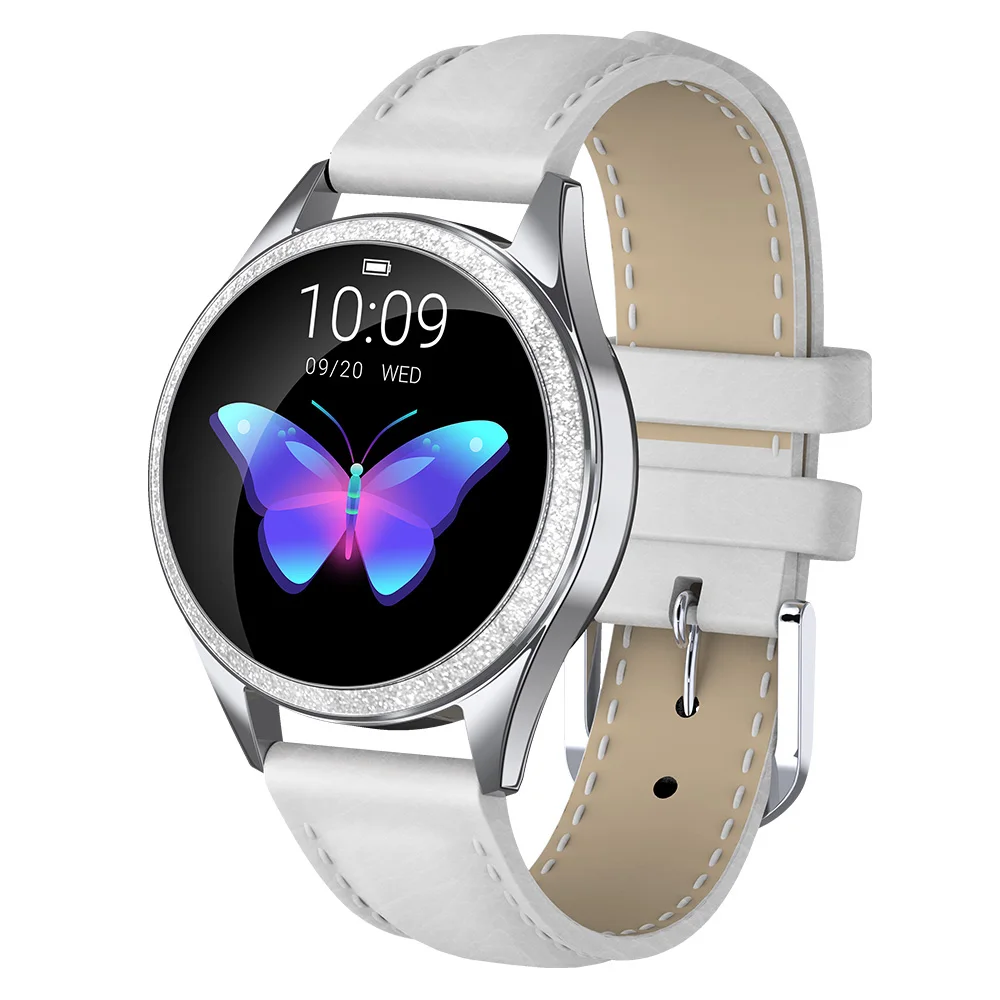Silver Leather KW20 Смарт-часы для женщин IP68 Водонепроницаемый мониторинг сердечного ритма Bluetooth для Android IOS фитнес-Браслет Smartwatch - Цвет: Silver Leather