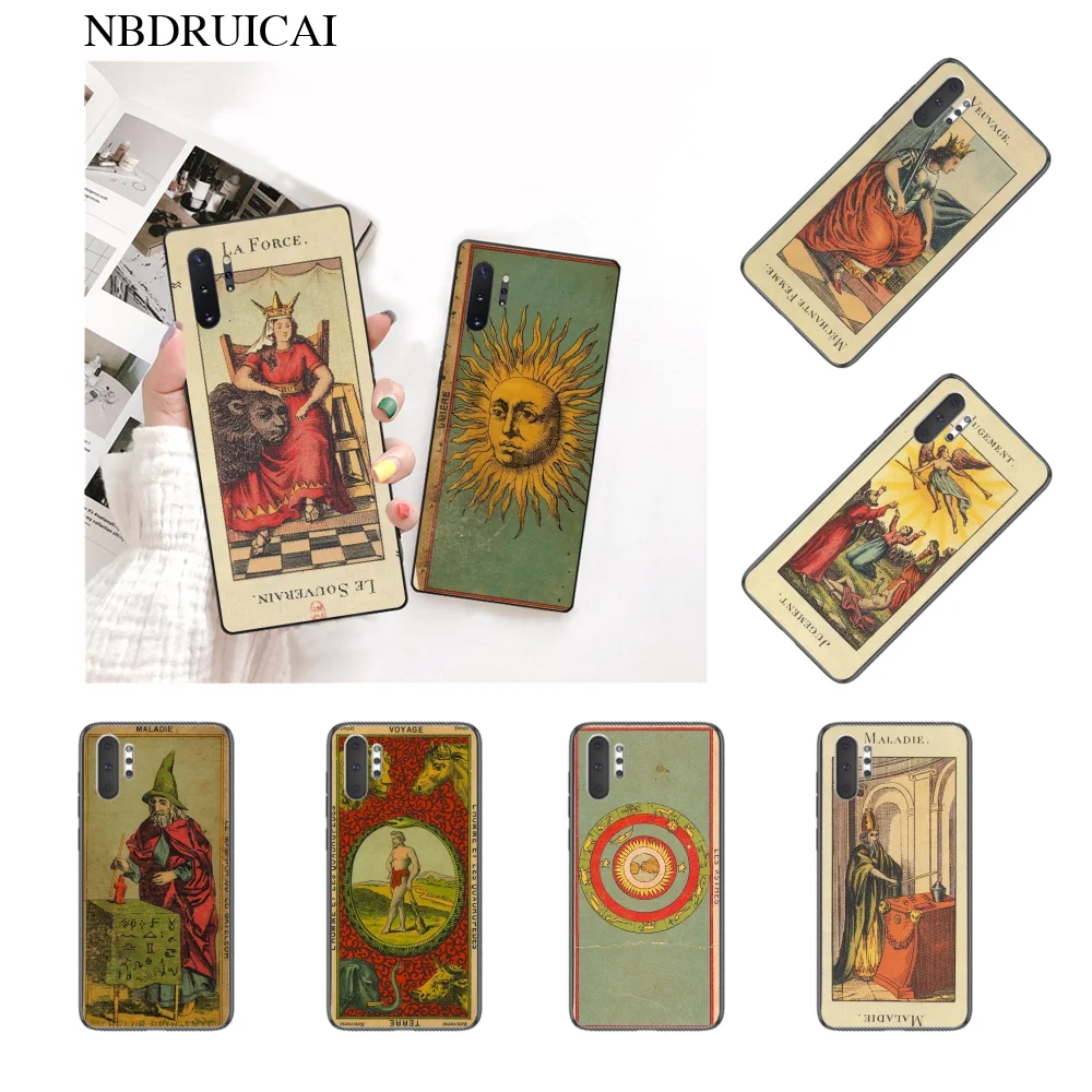 

NBDRUICAI Tarot Cards Reading Black Cell Phone Case for Samsung Note 3 4 5 7 8 9 10 pro A7 2018 A10 A40 A50 A70 J7 2018