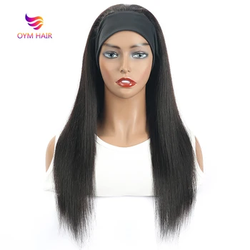 

Human Hair Headband Scarf Wig Human Hair Malaysian Straight Human Hair Wigs 150% Full Machine Made Wigs For Black Women Remy
