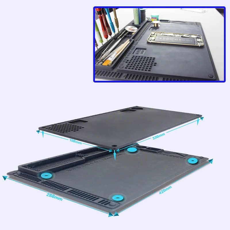 Silicone Anti Static Heat Insulation Pad Soldering Work Repair Maintenance Mats