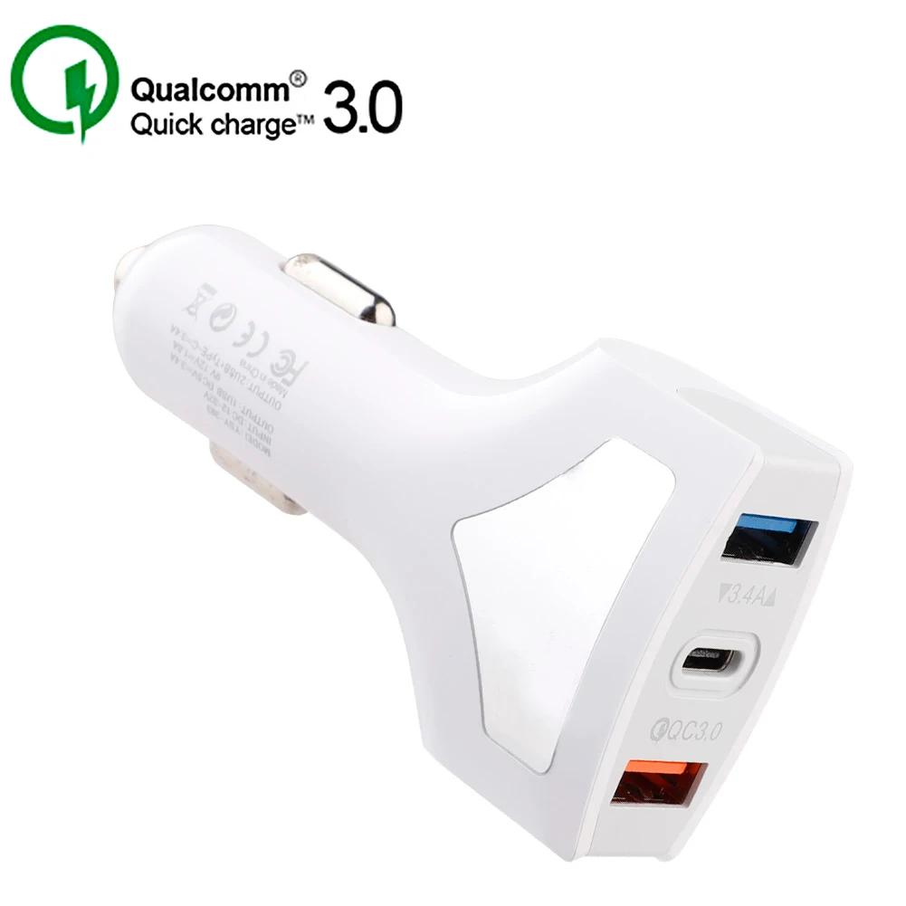 3,0 USB Quick Charge автомобильное зарядное устройство для Iphone X samsung S9 huawei P30 Xiaomi Mi9 QC3.0 3.5A Быстрая зарядка для телефона - Тип штекера: white