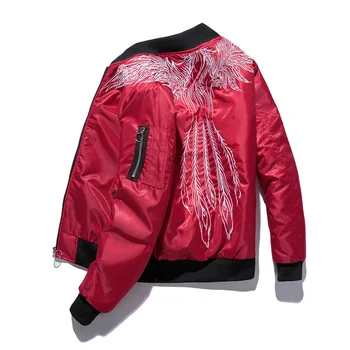 

Winter Men Flight Bomber Embroidery feather Jacket Ma-1 Fashion Outwear Men Coat Warm Padded cotton Hip-hop high street Jacket