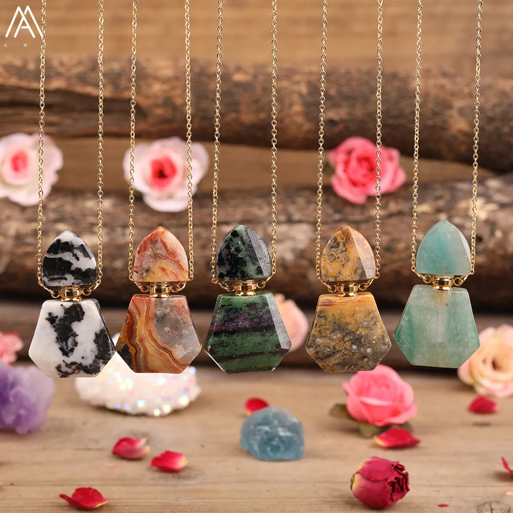 Натуральный Amazon Stone эфирное масло ожерелье с кулоном-диффузором для женщин белый