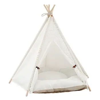 

Pet Teepee Bed Simple Lace Sturdy Pet Teepee Bed with Cushion Luxery Dog Cat Tents