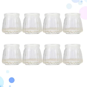 

8pcs Pudding Bottles Resuable Glass with Lid Yogurt Containers Jelly Bottles for Home Restaurant Dessert Shop