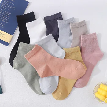 

New autumn ladies cotton socks candy solid color socks 2020 gray