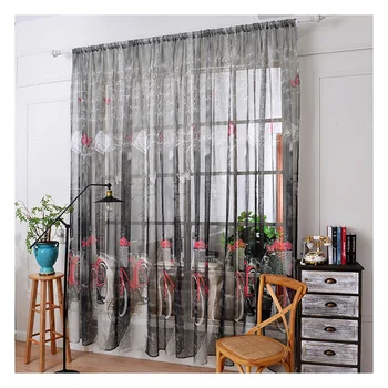 

Lychee Bicycle Printed Linen Curtain Modern Door Curtain Window Room Divider Curtain Valance Home Decoration