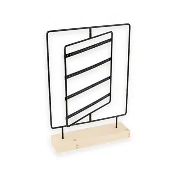 

Rotating Metal Earring Organizer Wooden Jewelry Display Stand Hanging Holder