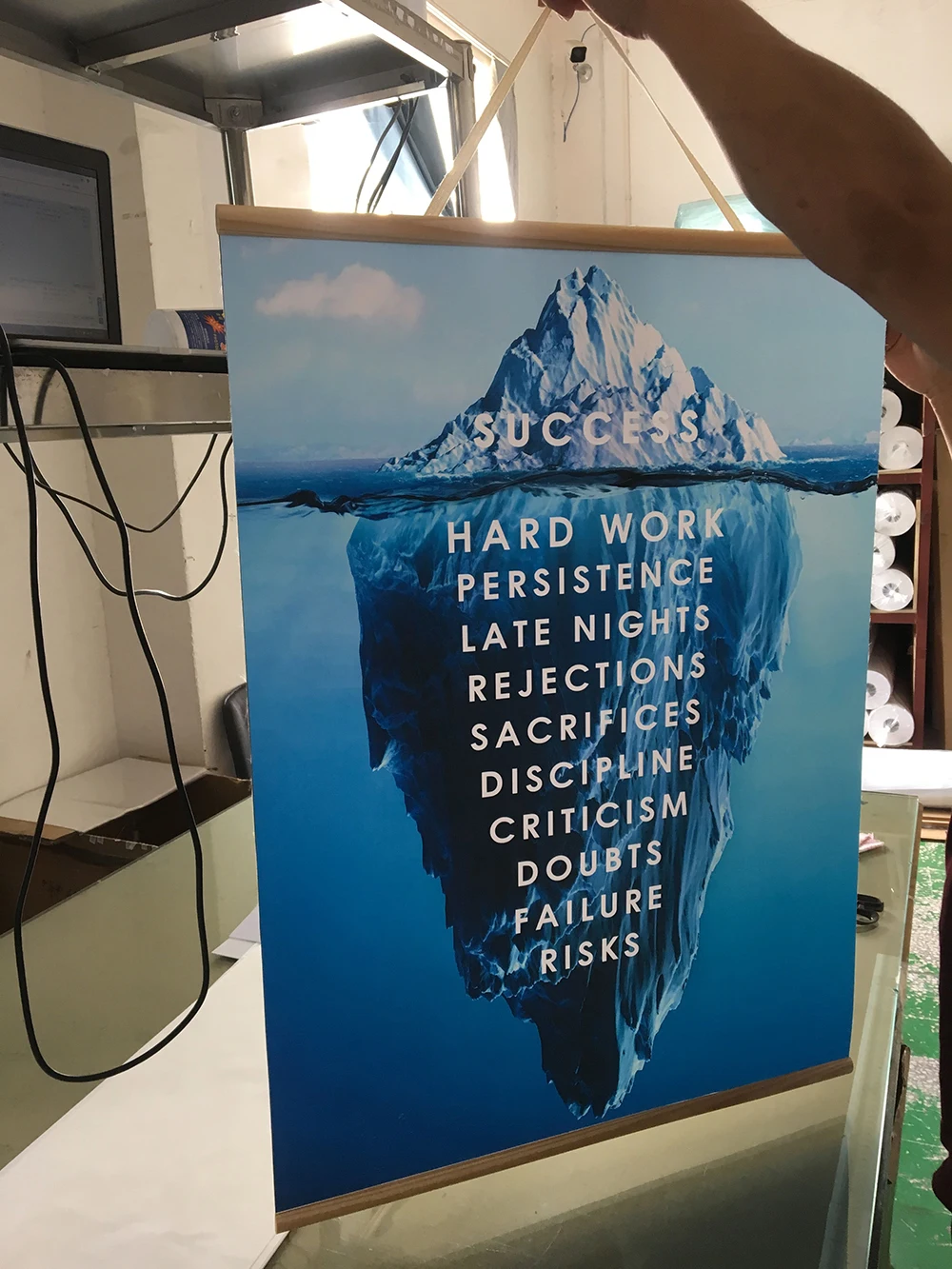 Айсберг успеха Холст плакат деревянный свиток живопись пейзаж мотивационные цитаты нордический плакат картина для гостиной рамка