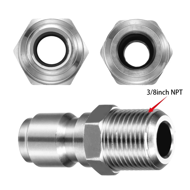 4 упаковки NPT 3/8 дюйма нержавеющая сталь быстрый соединитель прижимные шайбы муфта соски штекер мужской фитинг