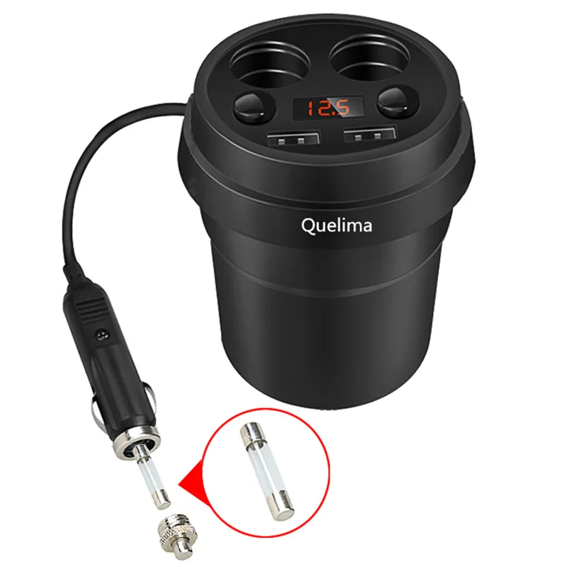 AABB-Quelima 4 в 1 двойной USB+ двойной прикуриватель 3.1A автомобильное зарядное устройство чаша зарядный ток зарядное устройство для мобильного телефона для спорта
