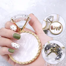 1 pieza diamante falso arte de uñas puntas de la placa de exhibición soporte de oro borde ágata paleta esmalte de uñas Gel mostrar accesorios de la foto mostrando herramientas(China)