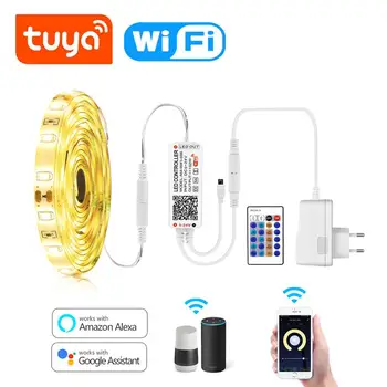 

Tuya APP WIFI LED Strip Waterproof 60 Leds /M Flexible LED Diode Lamp Tape DIY Lighting IR Remote Controller Adapter For Kitchen