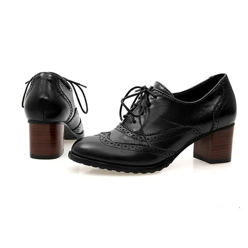 LIN KING/Винтажные женские туфли-лодочки на шнуровке; туфли на высоком квадратном каблуке с острым носком; Туфли-оксфорды в британском стиле; обувь для студентов с низким верхом