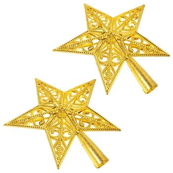 

2pcs Christmas Tree Five-pointed Star Adornment Christmas Treetop Decor Ornament