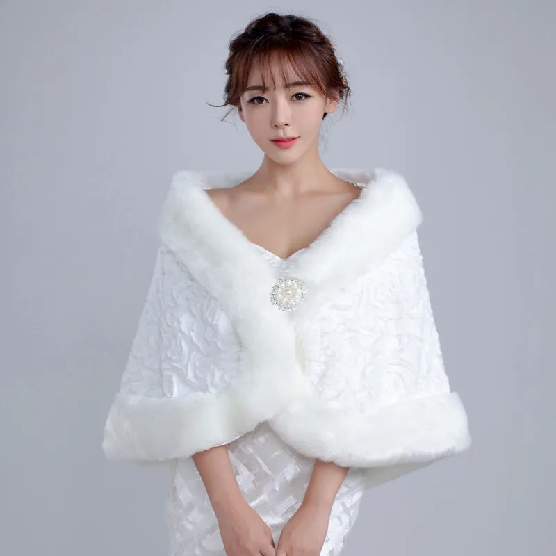 Cheap Wedding Bolero Faux Shawl Winter Bridal Jackets Accessories WomenJacket Off The Shoulder
