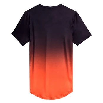 

Short Sleeve T-Shirt O-Neck Gradient Color Loose Microfiber Tee Tops Undershirt Apparel