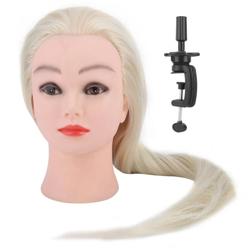 

Mannequin Head Hairdressing Training Styling Practice Colors Wig Dummy Mannequin Head with Hair Tyling Tools