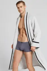 Мужской осенне-зимний модный теплый халат, сексуальный бархатный халат с v-образным вырезом кораллового цвета, повседневная одежда для