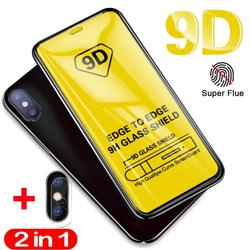 

2 in 1 9D Screen Protector For iPhone 11 Pro MAX 2019 X XS Max XR 6 6S 8 7 Plus Full Cover Front Tempered Glass+Back Lens Film