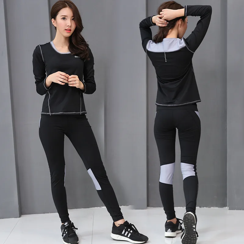 

Two-Piece Set Spring And Autumn New Products Korean-style Casual Fitness Sports Yoga Clothes Suit Long-sleeved Upper Garment Tro