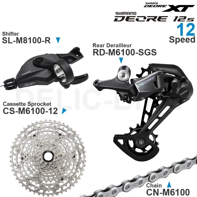 SHIMANO DEORE XT 12 speed Groupset include SLM8100 Shifter and RDM6100 Rear Derailleur