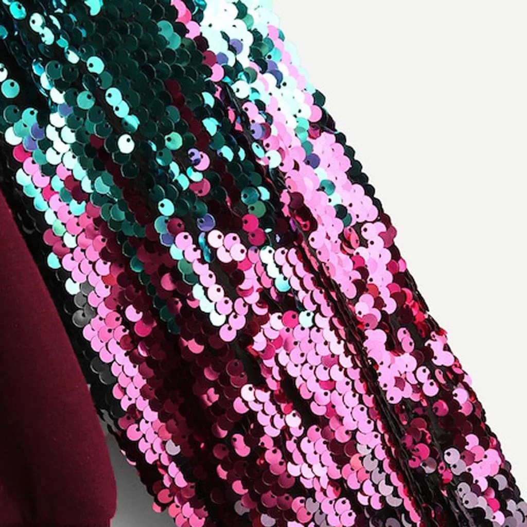 Jaycosin модный осенний Повседневный женский свободный свитер с круглым вырезом и блестками, удобный мягкий пуловер с длинным рукавом, топы, блузка 15#10