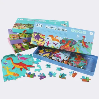 

Traffic/Princess/Dinosaur/Animal 3d Jigsaw Puzzle 4 in 1 Grow up Puzzle Toys for Children Montessori Educational Toys