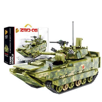 

1285Pcs WW2 Swat Amphibious Infantry Fighting Vehicle Tank Weapons Model Small Particle Building Blocks Educational Toy Set Gift
