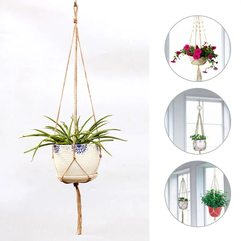 

Desk Plant Braided Hanger Pot Handcrafted Decoration Hemp Rope DIY Planter Gifts Glass Terrarium Hanging Succulent Planters