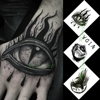 

Waterproof Temporary Tattoo Sticker Eye Skull Crow Eagle Letter Stickers In Hand Flash Tattoo Fake Tattoo for Men Women 3 Pcs