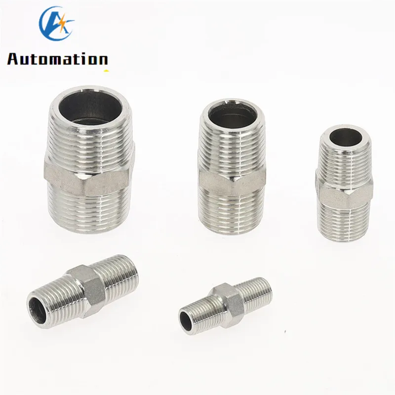 Pipe Fitting Hose Pipe Fitting Water Pipe Fitting 1/8-1" Male Thread Hex Nipple Union 304 Stainless Pipe Fitting Connector Coupler water oil air Thread Adapter