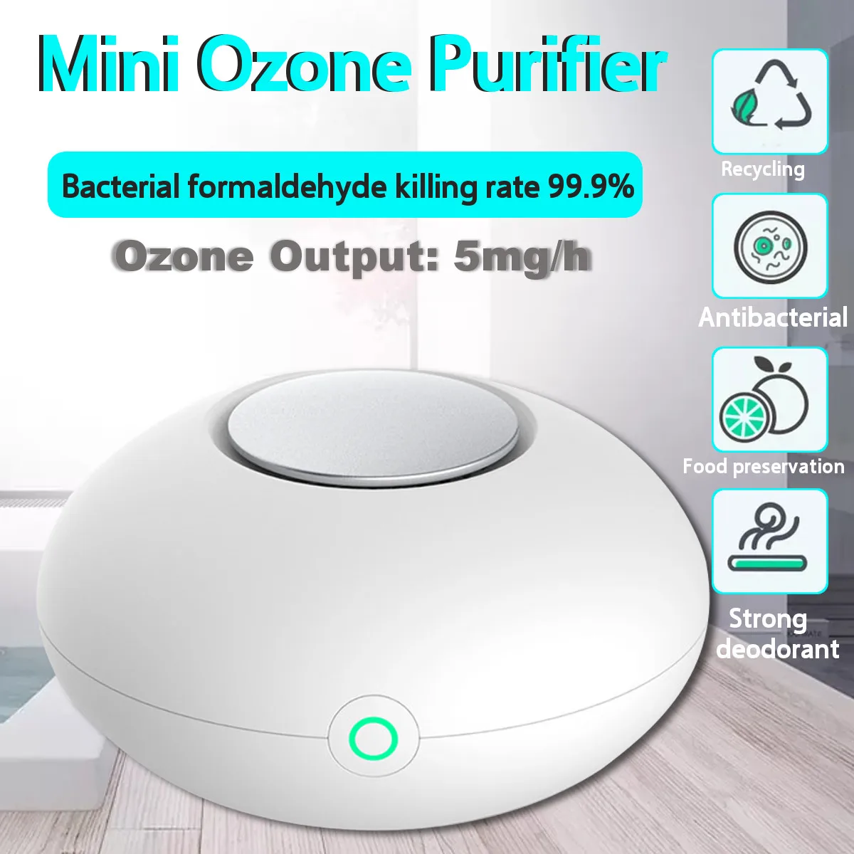 Mini Ozone Deodorizer Sterilizer Generator Negative Ion Air Purifier Household 