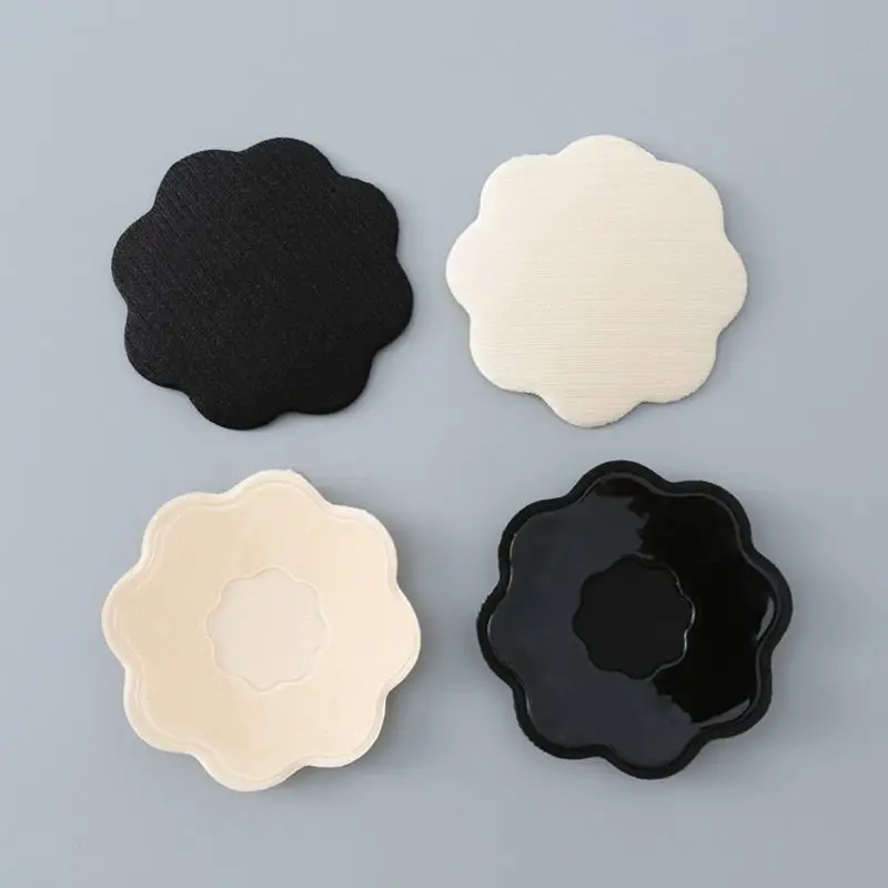 Women Invisible Silicone Pasties Round Flower Shape Nipple Cover Reusable Adhesive Swimsuit Breast Pad Waterproof Bra Accessory