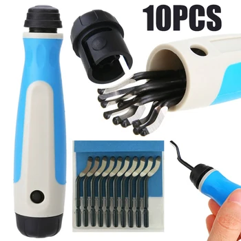 

10pcs BS1010 S10 Rotatable Blade Edge Cutters NG1000 Burr Rubber Handle Deburring Kit DIY Trimming Knife Reamer Tool Parts