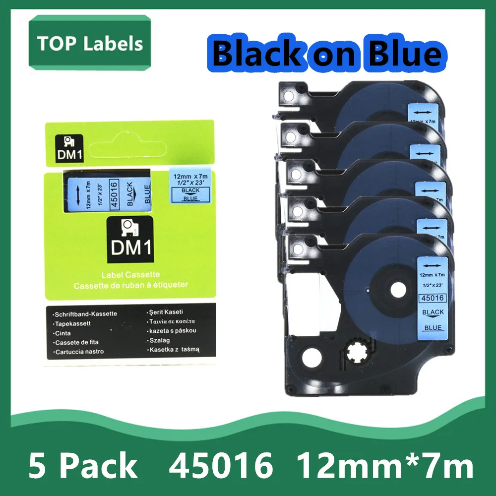 

5PK 45010 45013 Labeling Tape Cartridge Compatible Etikettenband for Dymo D1 LabelManager Writer Maker 280 160 260P Printer