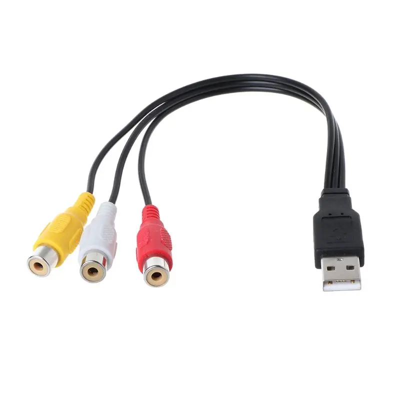 USB на RCA кабель USB штекер 3 RCA Женский Coverter стерео аудио видео кабель телевизионный адаптер провод AV A/V ТВ адаптер - Цвет: 4NB1100312