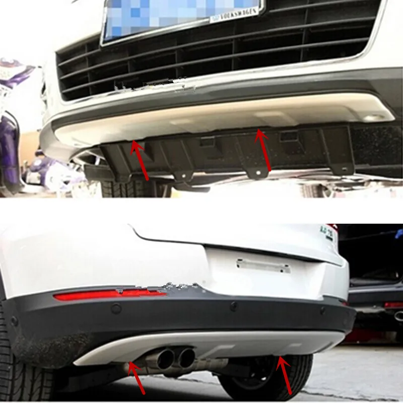 Free shipping 2 pcs Front Stainless Steel Chrome Rear Bumper Guard Protector Skid Plate for Volkswagen Tiguan 2010-2016