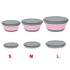 Foldable Salad Bowl Folding Lunch Box Tableware Set Bowl Sets with Lid Food Container 3Pcs/Set Portable Folding Bowl Silicone 6