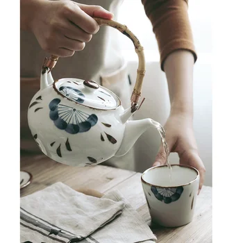 

1PC Japanese Style Ceramic Retro Hand Drawn Teapot Restaurant Water Cup Ceramic teacup Drinking Teapot Tablweware