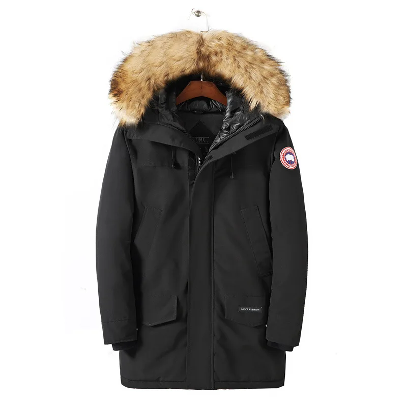 Winter New Style Middle Long Coat Winter down Jacket Cotton-padded Clothes Thick MEN'S Cotton-padded Coat Fashion Fur Collar Cot