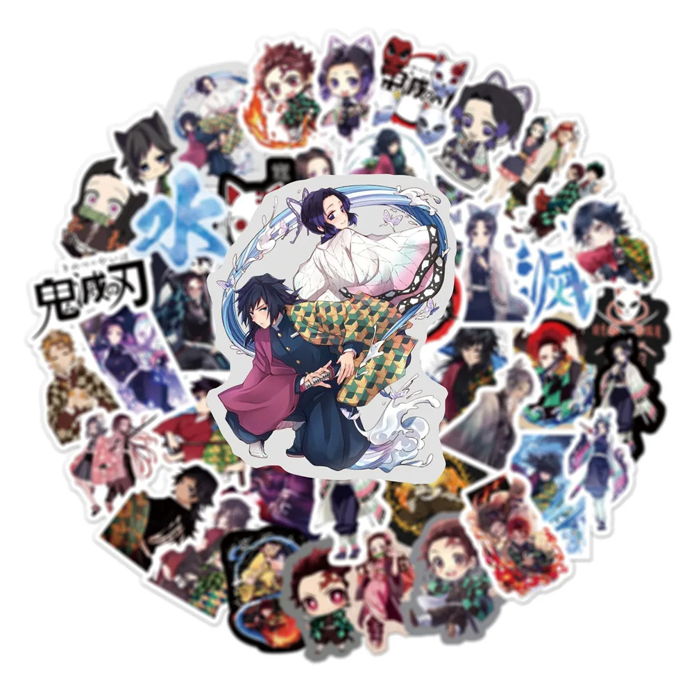 

50Pcs/Lot Mixed Doodle Anime Kimetsu No Yaiba Stickers Decal Vinyl For Car Guitar Laptop Skateboard Demon Blade Slayer Sticker