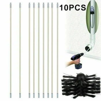 

10pcs Chimney Sweep Set Sweep Flue Sweeping Brush & Rod Kit Tool 410*10 Mm