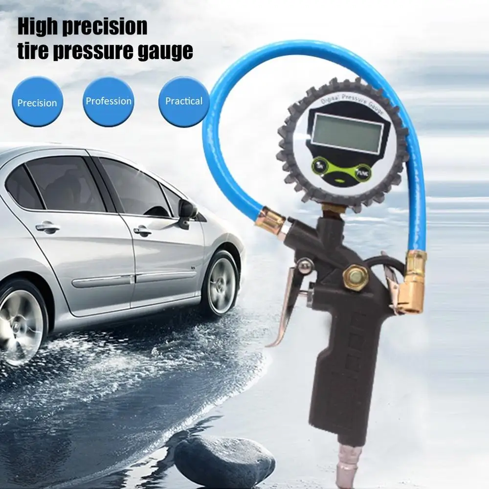 

Car Tire Digital Pressure Gauge Durable Digital Display Inflatable Tool Aluminum Alloy Pressure Dial Gauge