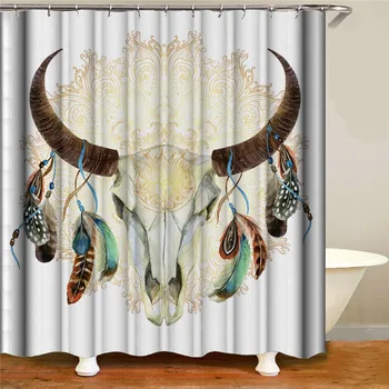 

Colorful Cattle Bathroom Shower Curtain Fabric Waterproof Polyester Bath Curtain Christmas Shower Curtain