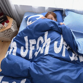 

100% Polyester Fibre Bedding Set fashion A/B double-sided pattern Simplicity Bed sheet quilt cover pillowcase Bedclothes textile