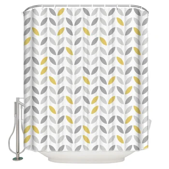 

Leaves Leaf Pattern Yellow Gray Design Shape Nature Character Background Texture Foot Color Polyester Fabric Shower Curtain